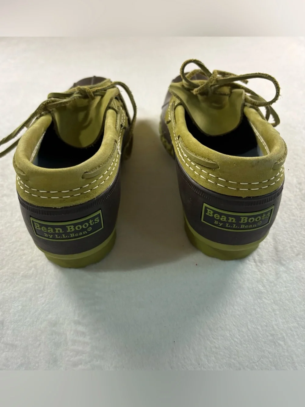 L.L. Bean Olive and Brown Waterproof Lace-Up Duck Shoes
